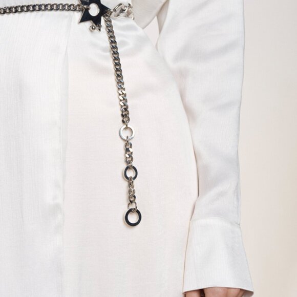 DIOR DIOR DIOR DIOR NAME PLATE SILVER CHAIN ADJUSTABLE BELT WITH STAR DETAILS main image 3